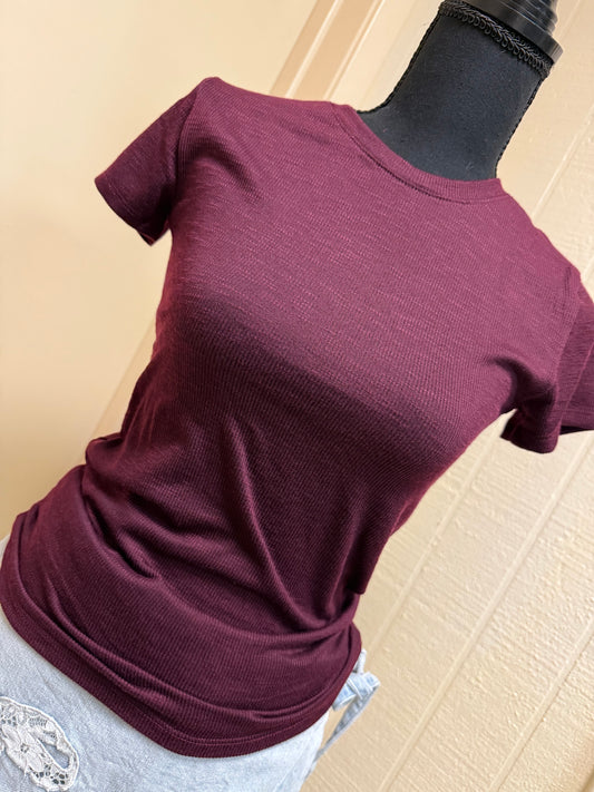 Crew Neck Rib Knit Tee