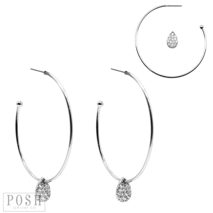Hoop earring with sliding teardrop