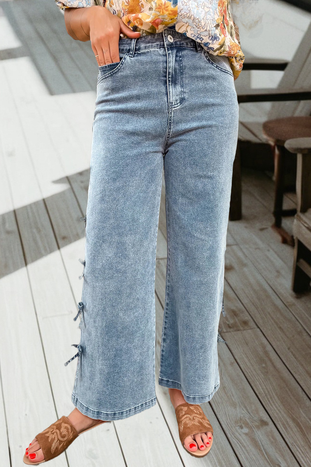 Bow knots Straight Loose Jeans