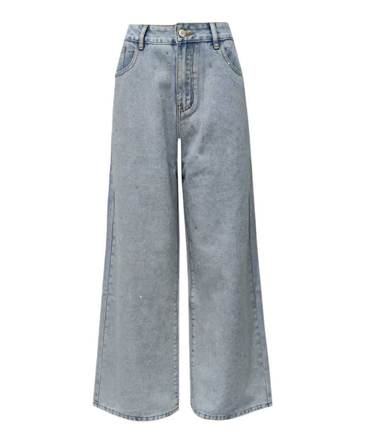 Chic Shiny Rhinestone Straight Jeans