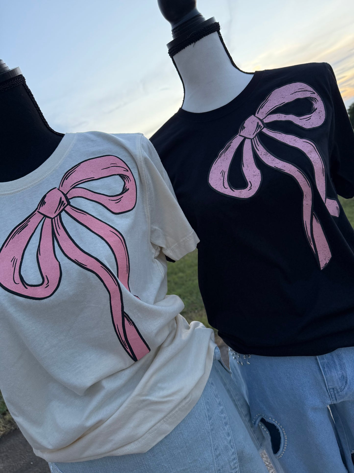 Pink Ribbon Bow Printed Tee