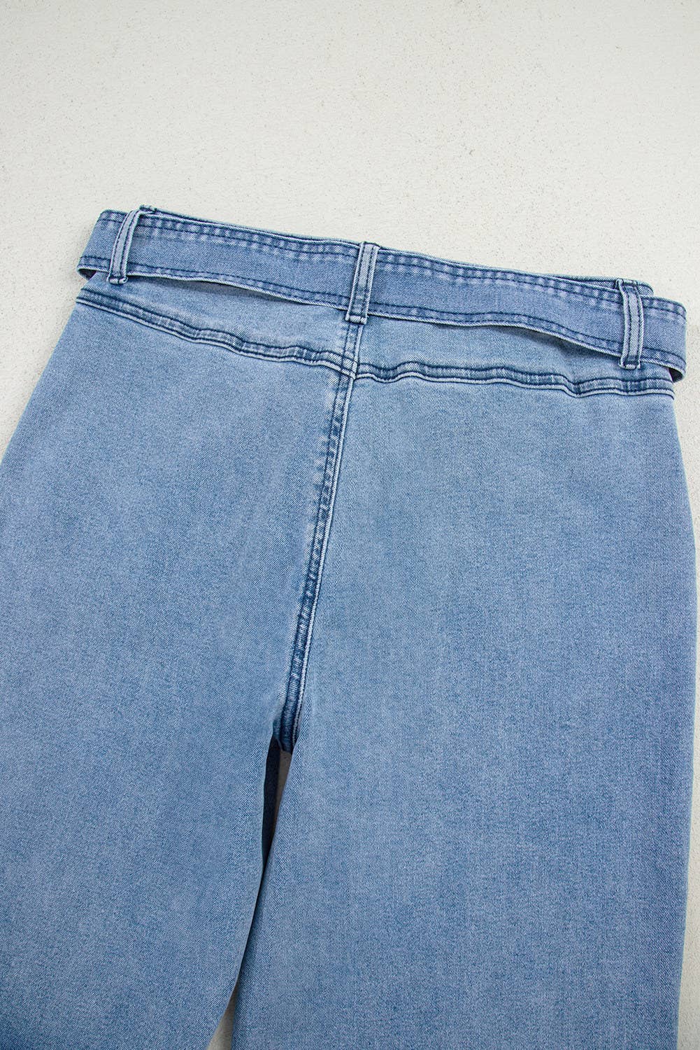 Bow Knot Sash Tie Wide Jeans