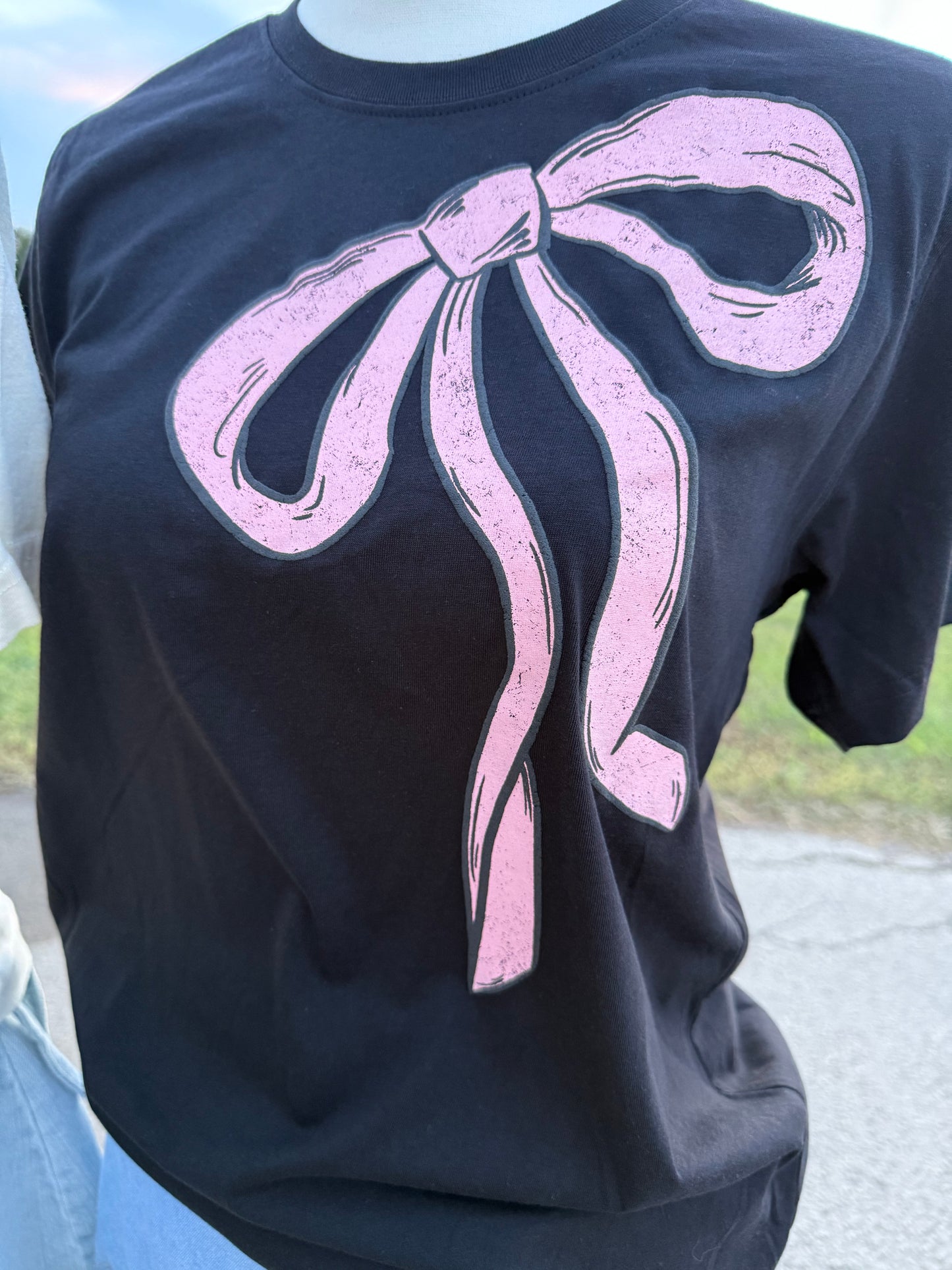 Pink Ribbon Bow Printed Tee