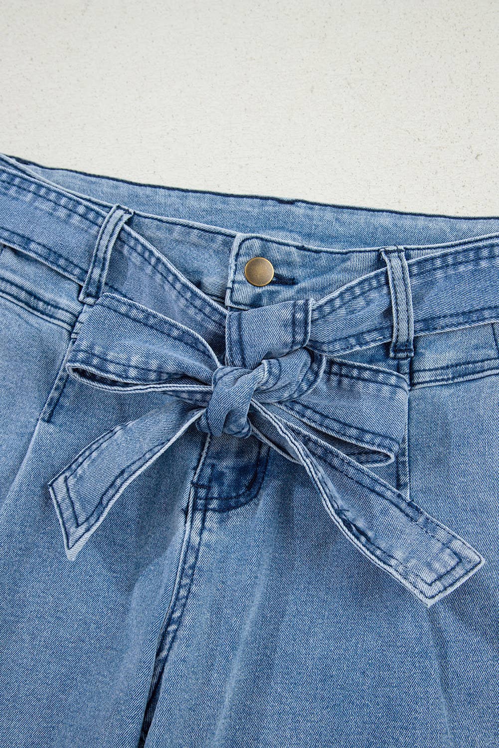 Bow Knot Sash Tie Wide Jeans