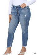 CURVY HIGH-RISE BUTTON FLY RAW HEM SKINNY