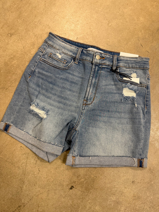 High Rise -Denim Cuffed Shorts