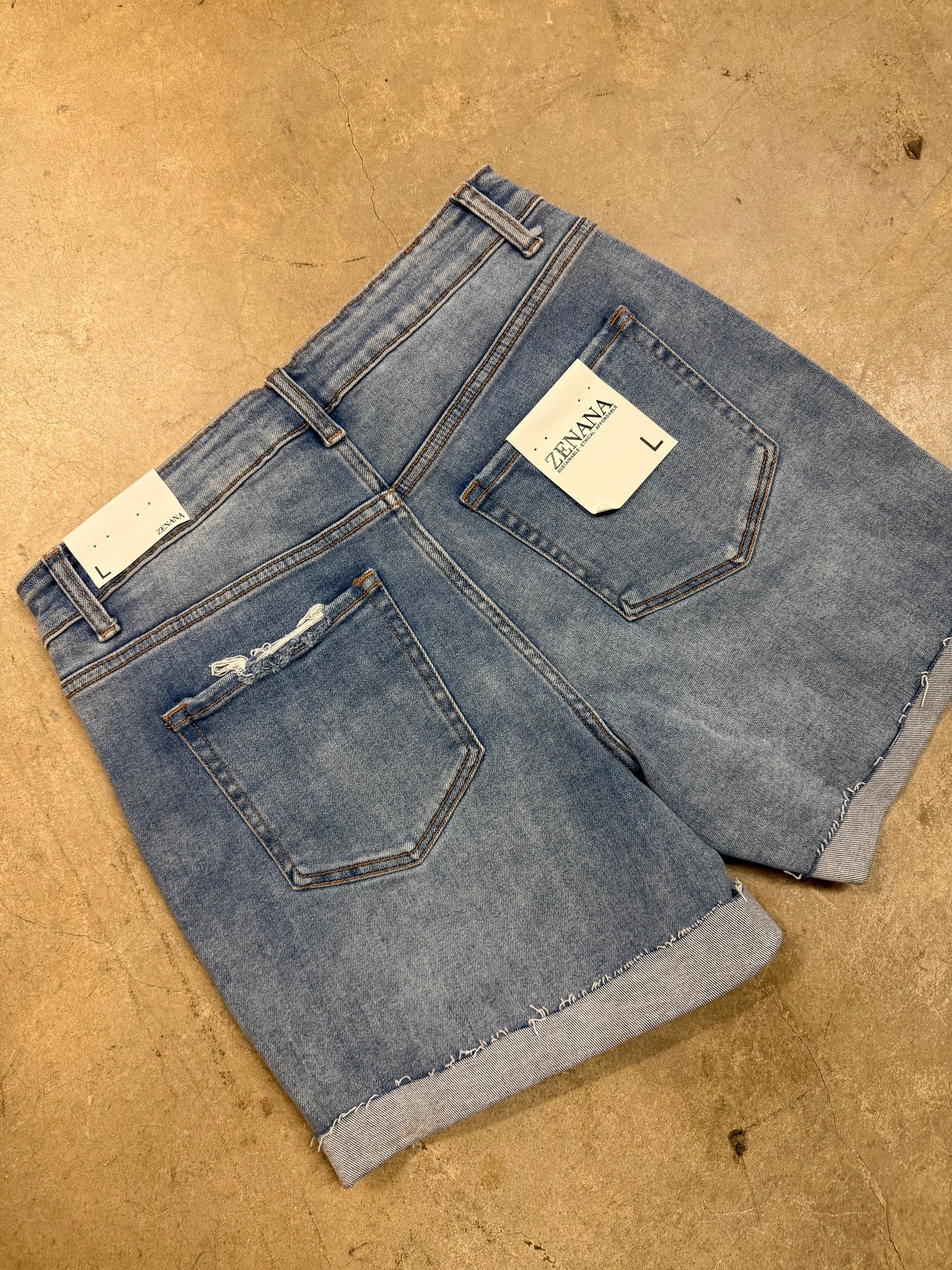 High Rise -Denim Cuffed Shorts