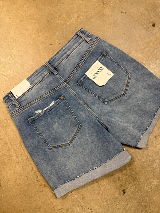 High Rise -Denim Cuffed Shorts