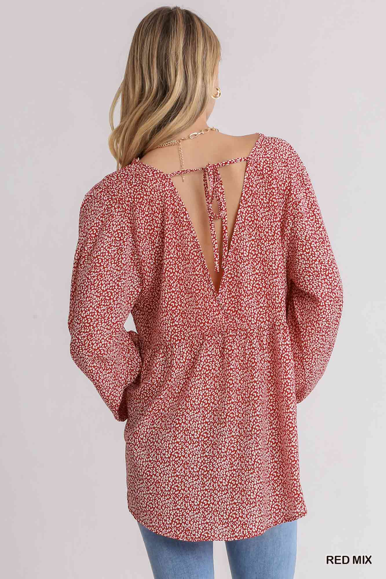 Animal print long sleeve V-Neck