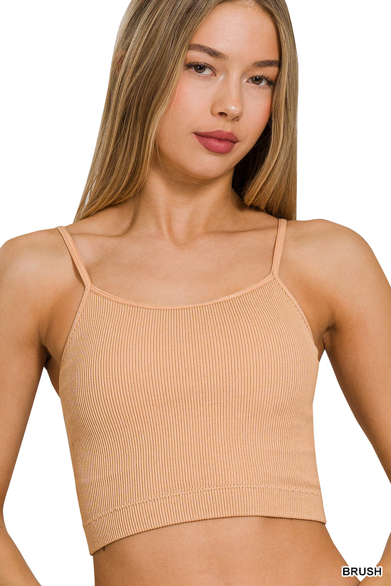 RIBBED CROPPED CAMI WITH BRA PADS