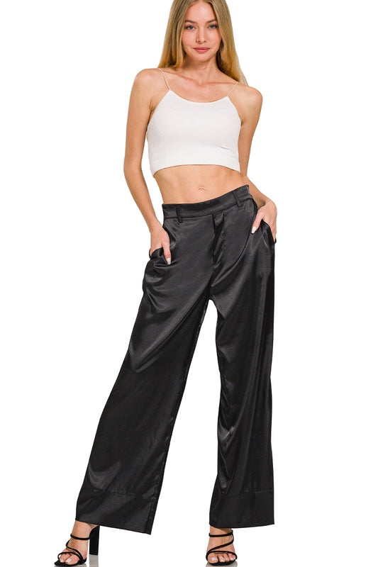 Black Satin Pants