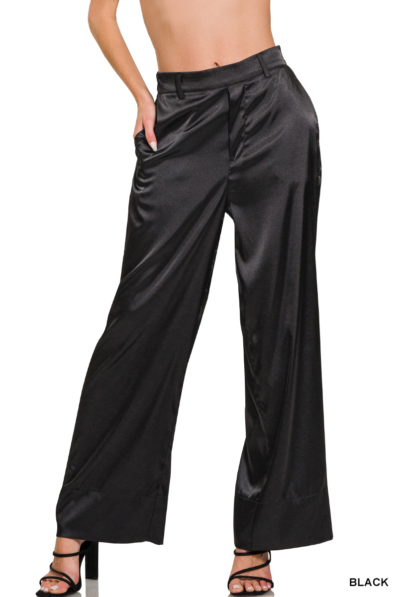 Black Satin Pants