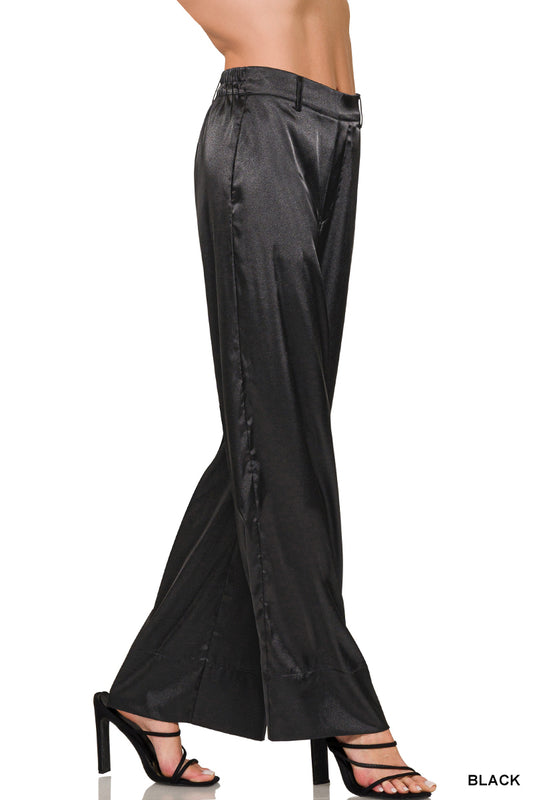 Black Satin Pants