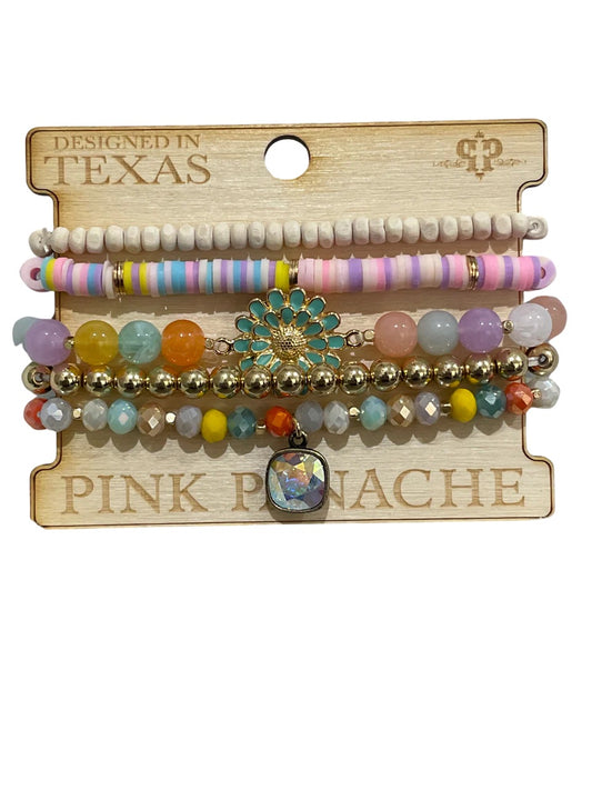 5 Strand Multi-Color Bracelet w/Flower