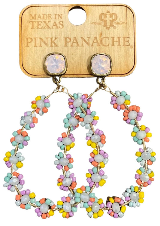Multi-color Flower Bead Teardrop Earring