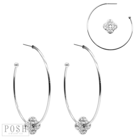 Hoop earring w/sliding Clover